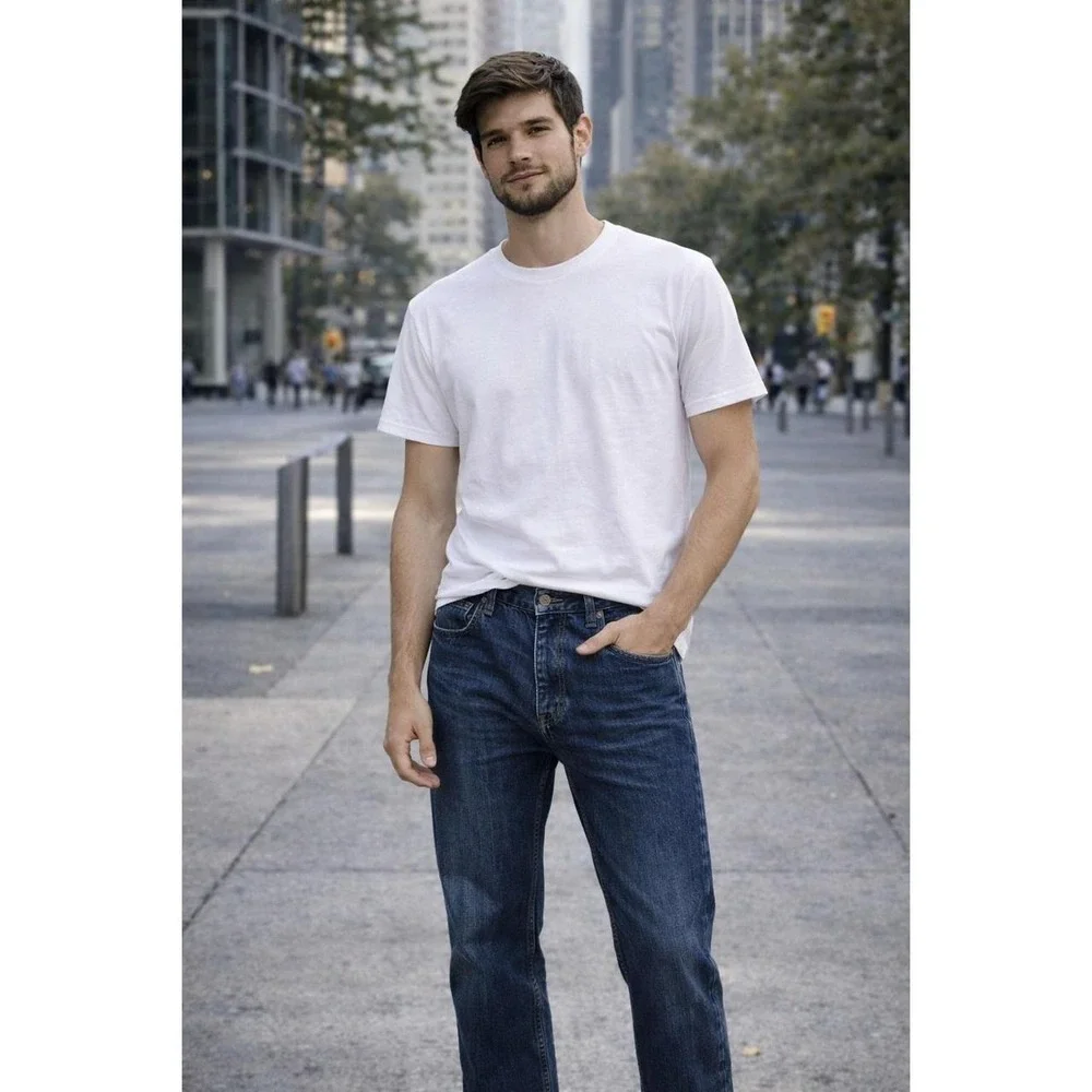 Dearborn Denim Straight Leg Jeans Blue‎ 100% Cotton Made in USA Size 34x30
